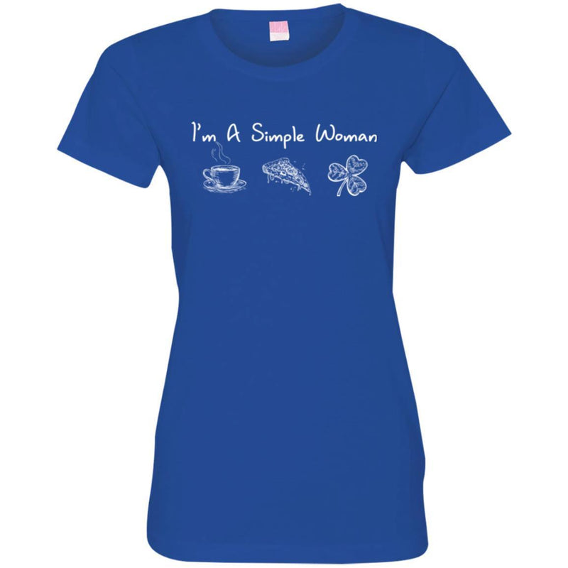 I'm A Simple Woman Coffee Pizza Shamrock Irish Funny Gifts Patrick's Day T-Shirt CustomCat