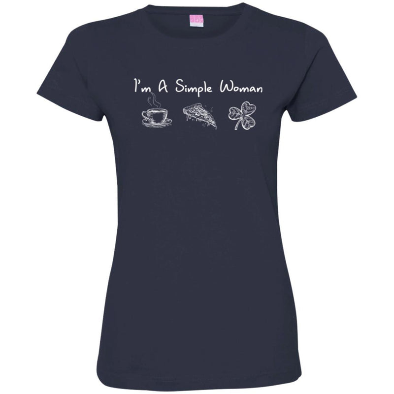 I'm A Simple Woman Coffee Pizza Shamrock Irish Funny Gifts Patrick's Day T-Shirt CustomCat