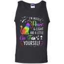 I'm mostly peace & light and a little go fuck yourself funny cat T-shirts CustomCat