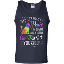 I'm mostly peace & light and a little go fuck yourself funny cat T-shirts CustomCat