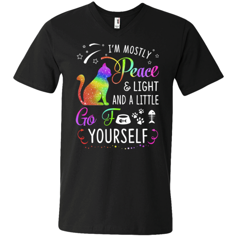 I'm mostly peace & light and a little go fuck yourself funny cat T-shirts CustomCat