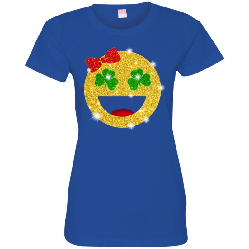 Icon Smiling With Shamrock Eyes With Ribbon Funny Gifts Patrick's Day T-Shirt CustomCat
