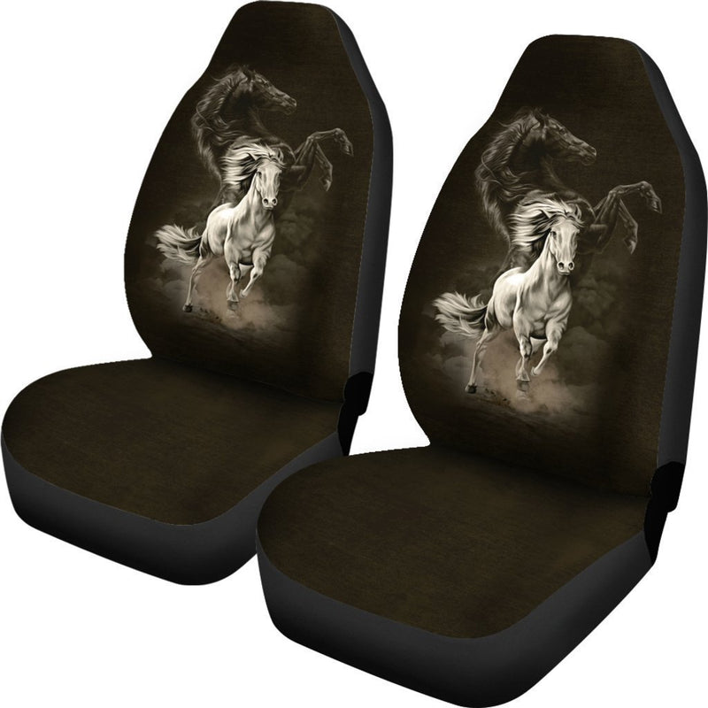 Inspirational Black And White Horse Car Seat Covers (Set Of 2)
