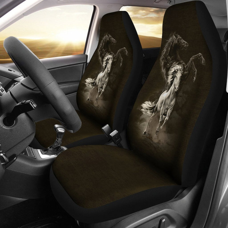 Inspirational Black And White Horse Car Seat Covers (Set Of 2)