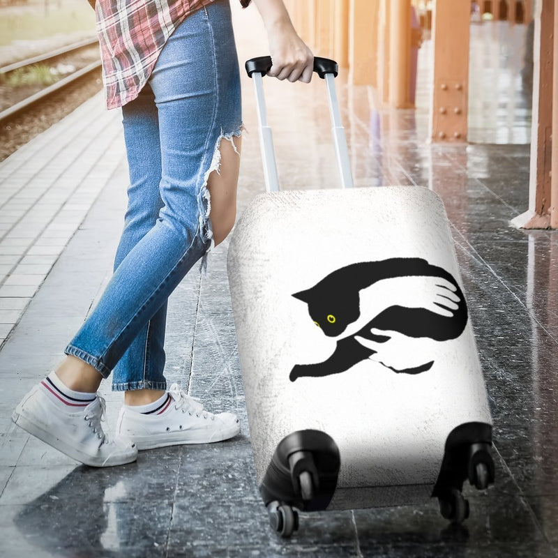 Inspirational Hand Holding Black Cat Luggage Cover interestprint