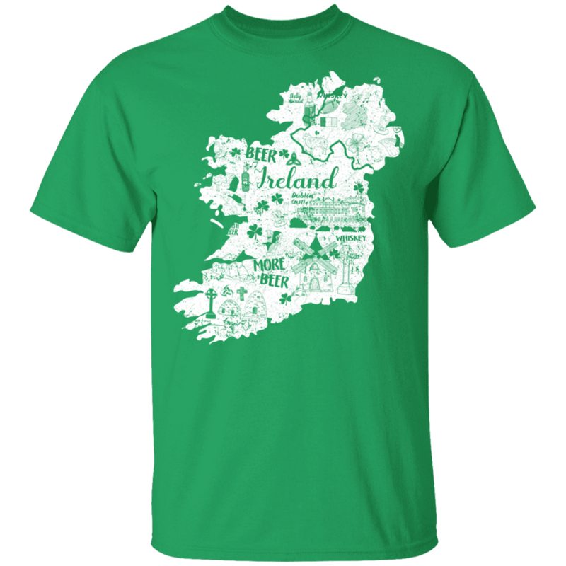 Ireland Map Beer Funny Gifts Patrick's Day Irish T-Shirt