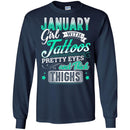 January Girl With Tattoos Pretty Eyes And Thick Thighs Birthday Girls T-Shirt CustomCat