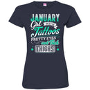January Girl With Tattoos Pretty Eyes And Thick Thighs Birthday Girls T-Shirt CustomCat