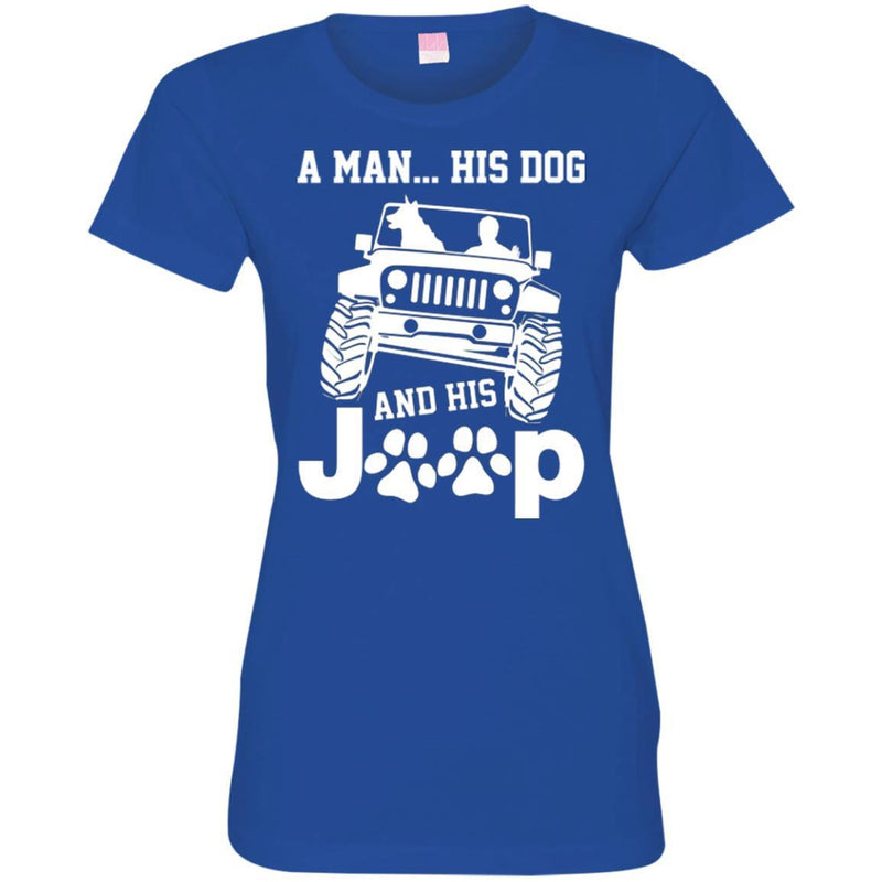 Jeep T-Shirt A Man His Dog And His Jeep Funny Gift Tee Shirt CustomCat