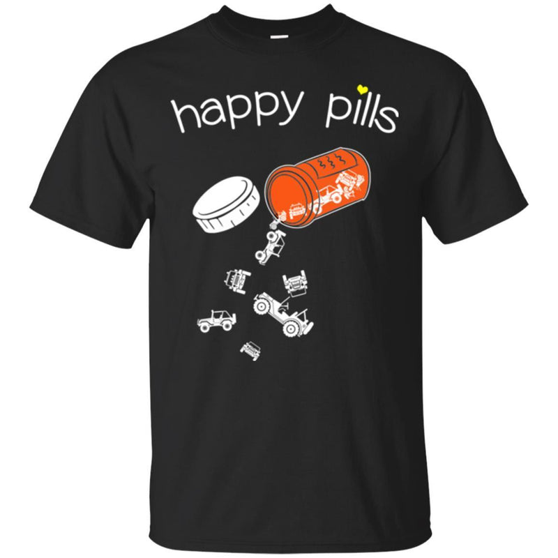 Jeep T-Shirt Funny Jeep Car Happy Pills For Jeep Lovers Tee Shirt CustomCat