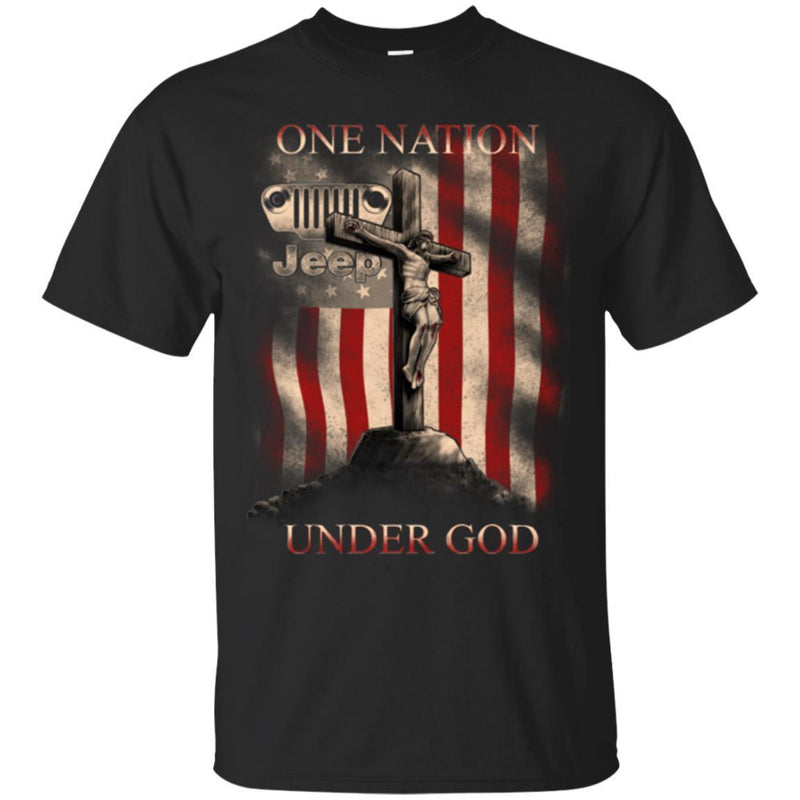 Jeep T Shirt One Nation Under God Funny Gifts Jeepers Shirts CustomCat