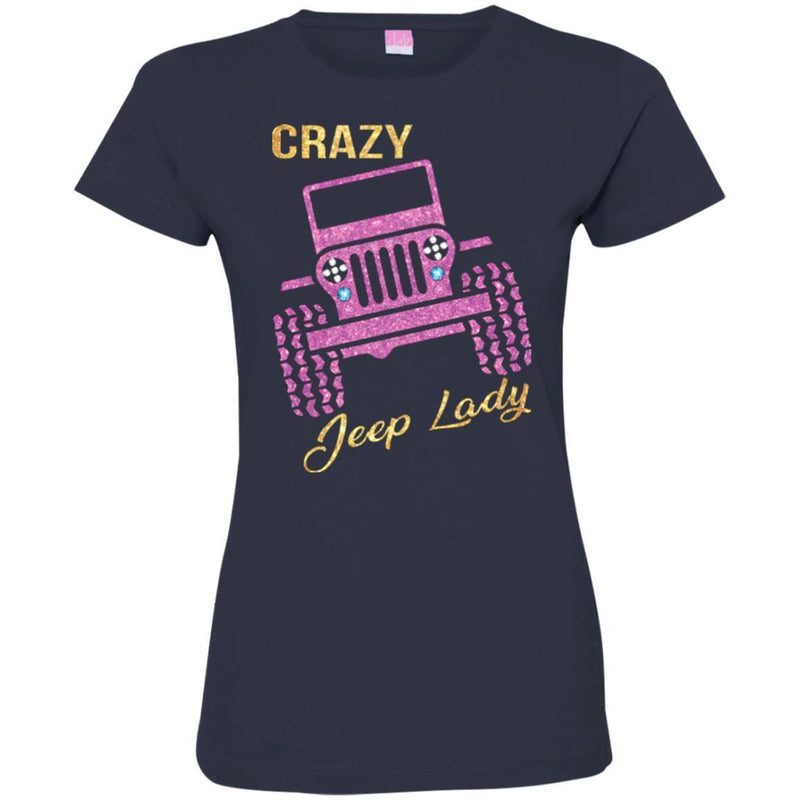Jeep T-Shirt Shop Crazy Jeep Lady Hot Pink Tees For Jeep Lovers Tee Shirt CustomCat
