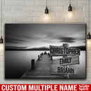 Lake Dock Multi Names Premium Canvas Crossroads Personalized Canvas Wall Art Black And White, Family Street Sign Family Name Art Canvas For Home Family - CANLA75 - CustomCat