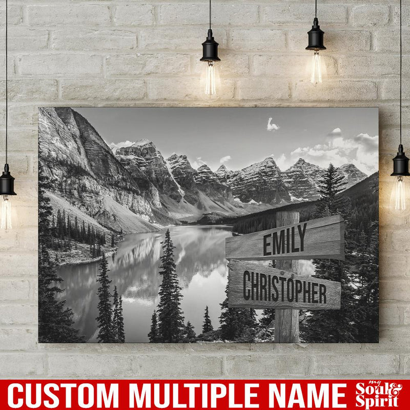 Lake Mountain Personalized Multi-Names Canvas Family - CANLA75 - CustomCat