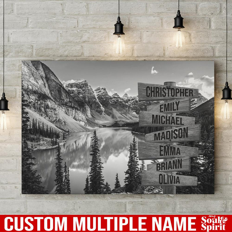 Lake Mountain Personalized Multi-Names Canvas Family - CANLA75 - CustomCat