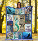 Laugh Love Live Believe In Yourself And Remember To Be Awesome Mermaid Fleece Blanket interestprint