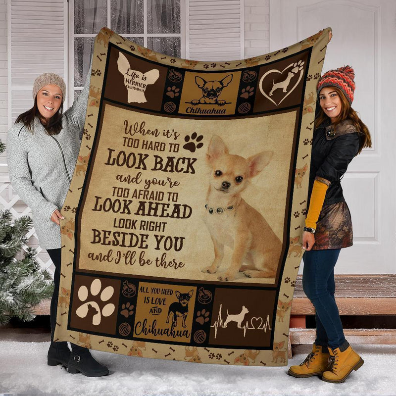 Look Ahead Look Right Beside You Chihuahua Fleece Blanket interestprint