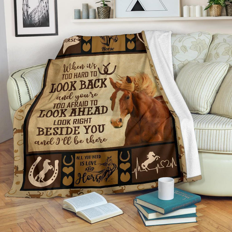 Look Right Beside You And I'll Be There Horse Fleece Blanket interestprint