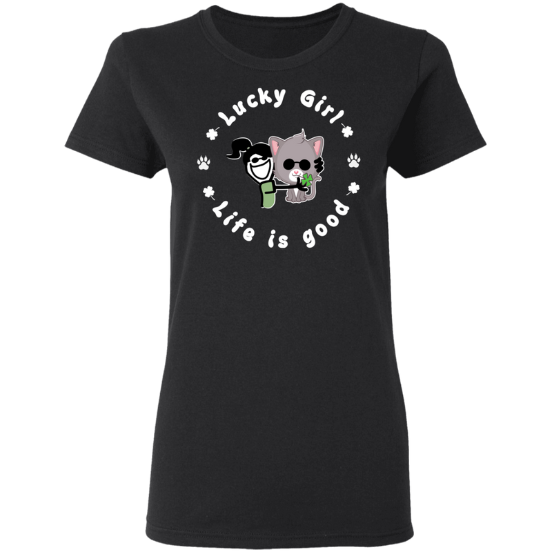 Lucky Girl- Cat Funny Gifts Patrick's Day Irish T-Shirt