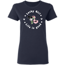 Lucky Girl- Flamingo Funny Gifts Patrick's Day Irish T-Shirt