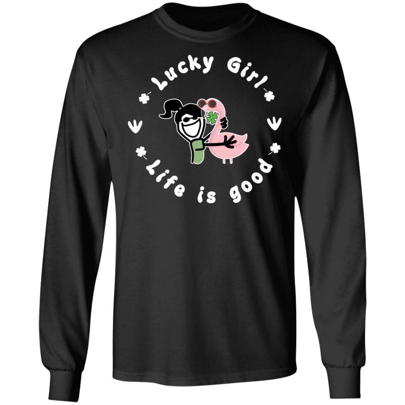 Lucky Girl- Flamingo Funny Gifts Patrick's Day Irish T-Shirt