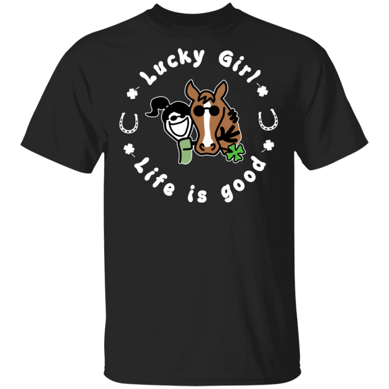 Lucky Girl- Horse Funny Gifts Patrick's Day Irish T-Shirt