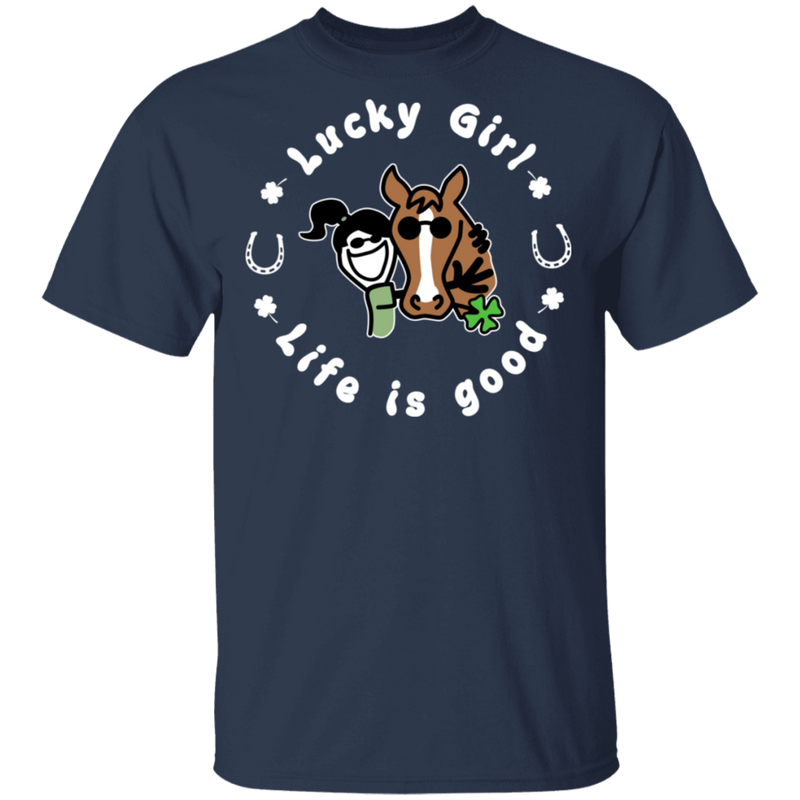 Lucky Girl- Horse Funny Gifts Patrick's Day Irish T-Shirt
