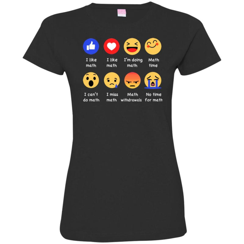 Math Teacher T-Shirt Face Icons I Like Math I'm Doing Math I Miss Math Funny Math Teacher T Shirts CustomCat