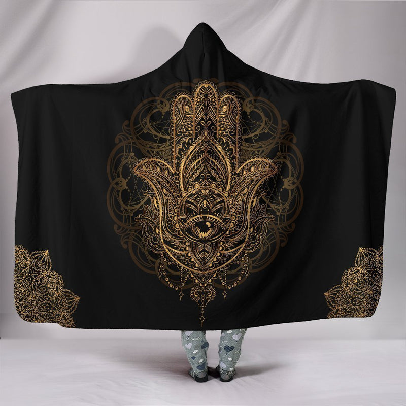 Meaningful Protection Of Hamsa Hand Hooded Blanket interestprint