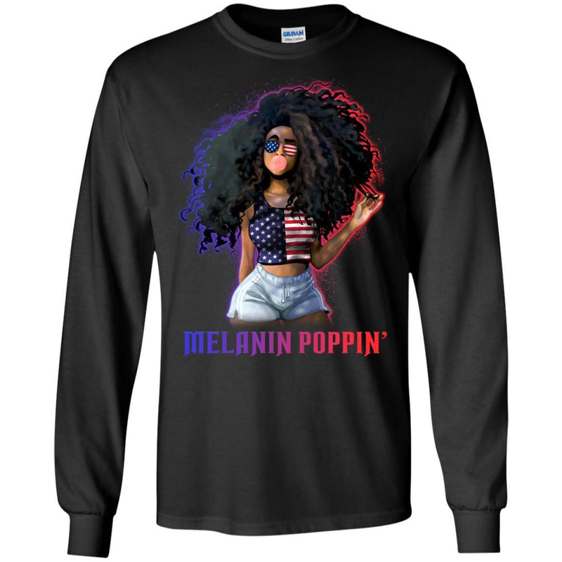 Melanin Popping Funny T-shirt for Black Girls Magic CustomCat