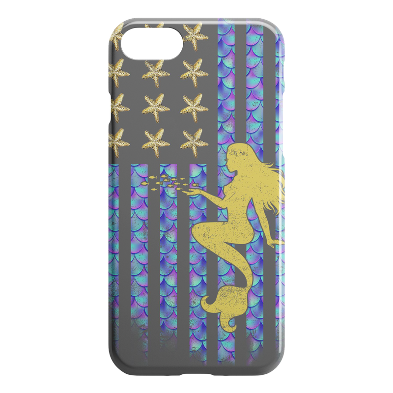 Mermaid American Flag Sparkly Scale Mermaid iPhone Case teelaunch