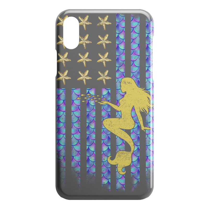 Mermaid American Flag Sparkly Scale Mermaid iPhone Case teelaunch