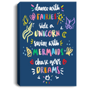 Mermaid Canvas - Dance With Fairies Swim With Mermaids Chase Your Dream Canvas Wall Art Decor