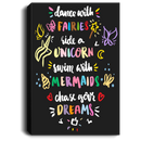 Mermaid Canvas - Dance With Fairies Swim With Mermaids Chase Your Dream Canvas Wall Art Decor