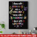 Mermaid Canvas - Dance With Fairies Swim With Mermaids Chase Your Dream Canvas Wall Art Decor