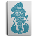 Mermaid Canvas - Mermaid She Dreams Of The Ocean Late At Night Canvas Wall Art Decor