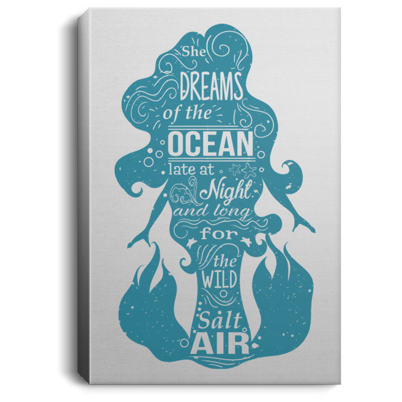 Mermaid Canvas - Mermaid She Dreams Of The Ocean Late At Night Canvas Wall Art Decor