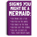 Mermaid Canvas - Signs You Might Be A Mermaid You Drink Like A Fish Play In The Waves Canvas Wall Art Decor