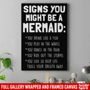 Mermaid Canvas - Signs You Might Be A Mermaid You Drink Like A Fish Play In The Waves Canvas Wall Art Decor