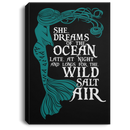 Mermaid Canvas Wall Art - Mermaid She Dreams Of The Ocean Late At Night