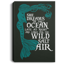 Mermaid Canvas Wall Art - Mermaid She Dreams Of The Ocean Late At Night
