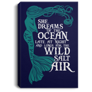 Mermaid Canvas Wall Art - Mermaid She Dreams Of The Ocean Late At Night