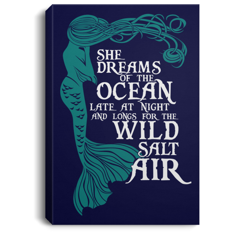 Mermaid Canvas Wall Art - Mermaid She Dreams Of The Ocean Late At Night