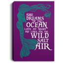 Mermaid Canvas Wall Art - Mermaid She Dreams Of The Ocean Late At Night