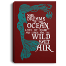 Mermaid Canvas Wall Art - Mermaid She Dreams Of The Ocean Late At Night