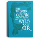 Mermaid Canvas Wall Art - Mermaid She Dreams Of The Ocean Late At Night