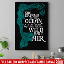 Mermaid Canvas Wall Art - Mermaid She Dreams Of The Ocean Late At Night