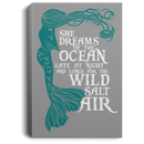Mermaid Canvas Wall Art - Mermaid She Dreams Of The Ocean Late At Night