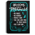 Mermaid Canvas Wall Art - Reasons To Be A Mermaid No Pants No Periods Perfect Hair Free Clam Bra