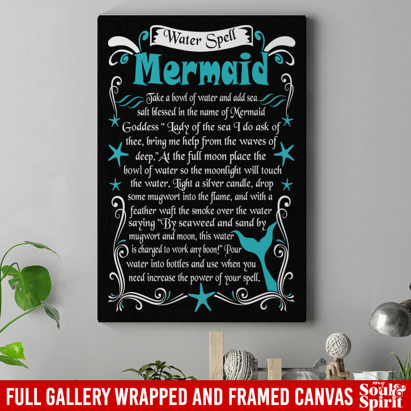 Mermaid Canvas Wall Art - Water Spell Mermaid Canvas Wall Art Decor